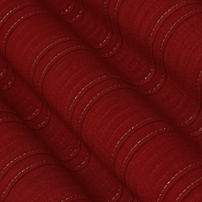 Red Color Slub Silk Pintex Fabric