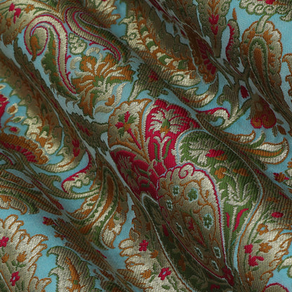 Sea Green Color KimKhab Brocade Fabric