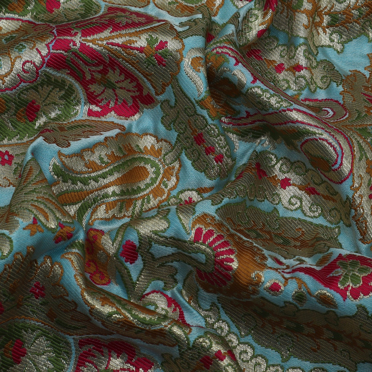 Sea Green Color KimKhab Brocade Fabric
