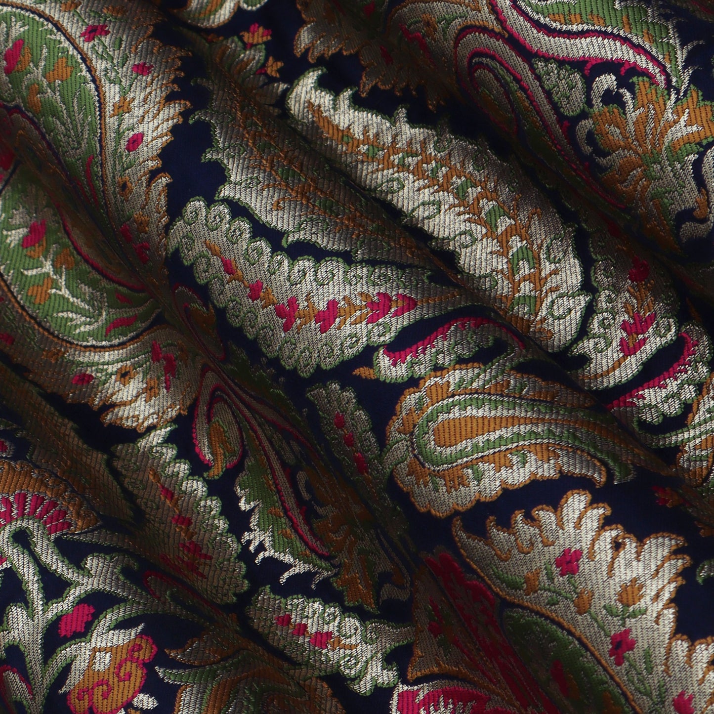 Navy Blue Color KimKhab Brocade Fabric