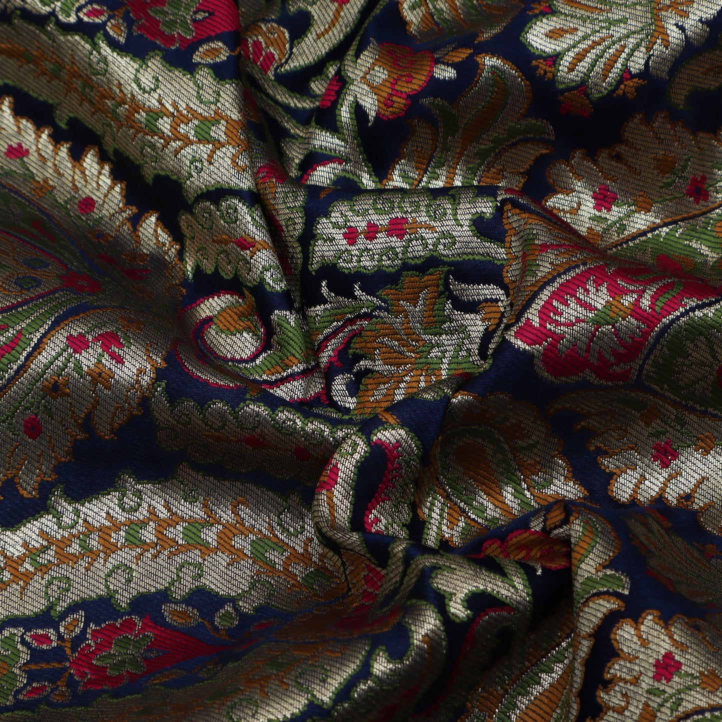 Navy Blue Color KimKhab Brocade Fabric