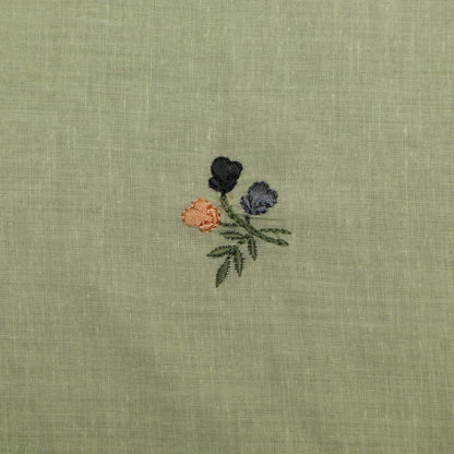 Pista Green Color Cotton Embroidery Fabric