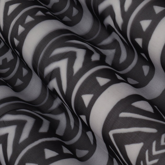 Black and White Color Organza Print Fabric