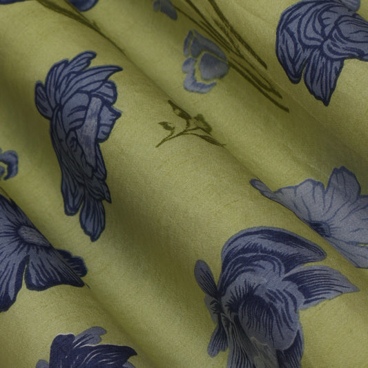 Floral Slub Chanderi Print Fabric