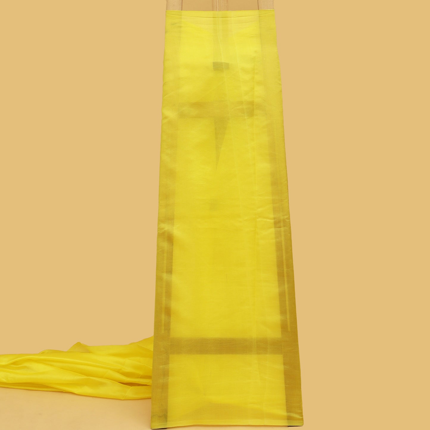 Yellow Color Kora Silk Plain Fabric