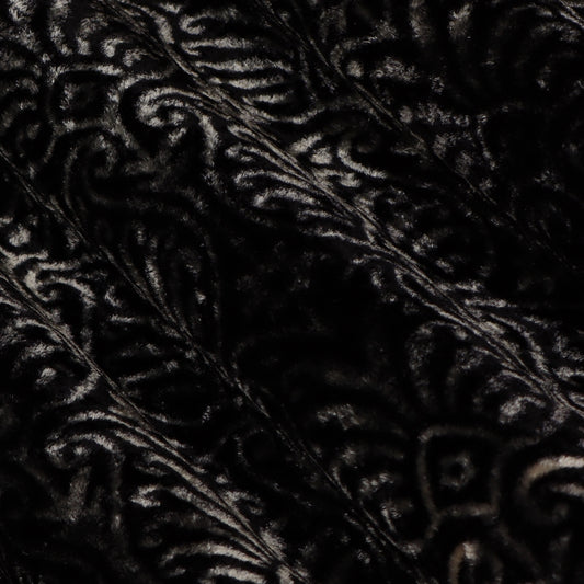 Black Color Velvet Print Fabric