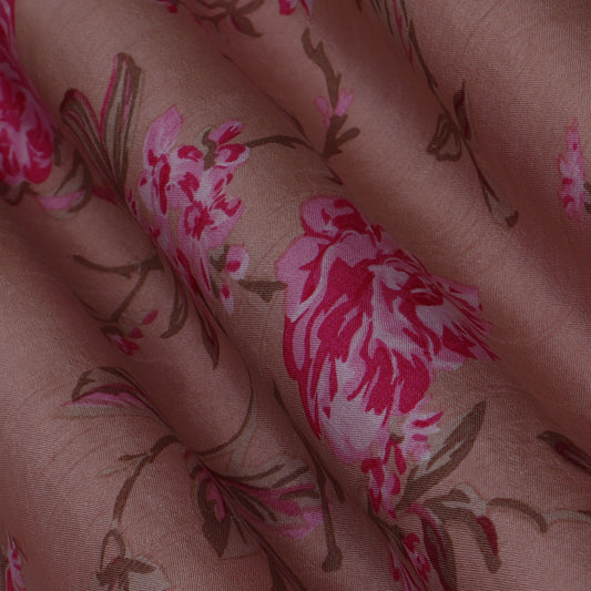 Floral Slub Chanderi Print Fabric