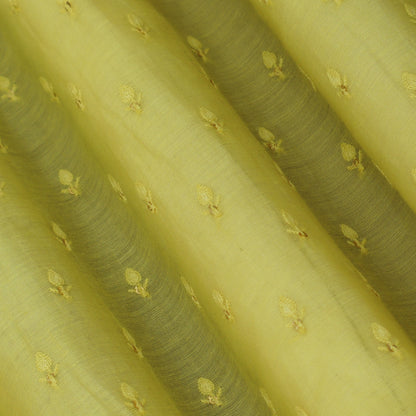 Yellow Color Chanderi Booti Fabric