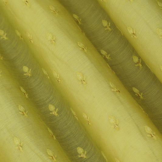 Yellow Color Chanderi Booti Fabric