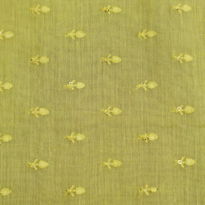 Yellow Color Chanderi Booti Fabric