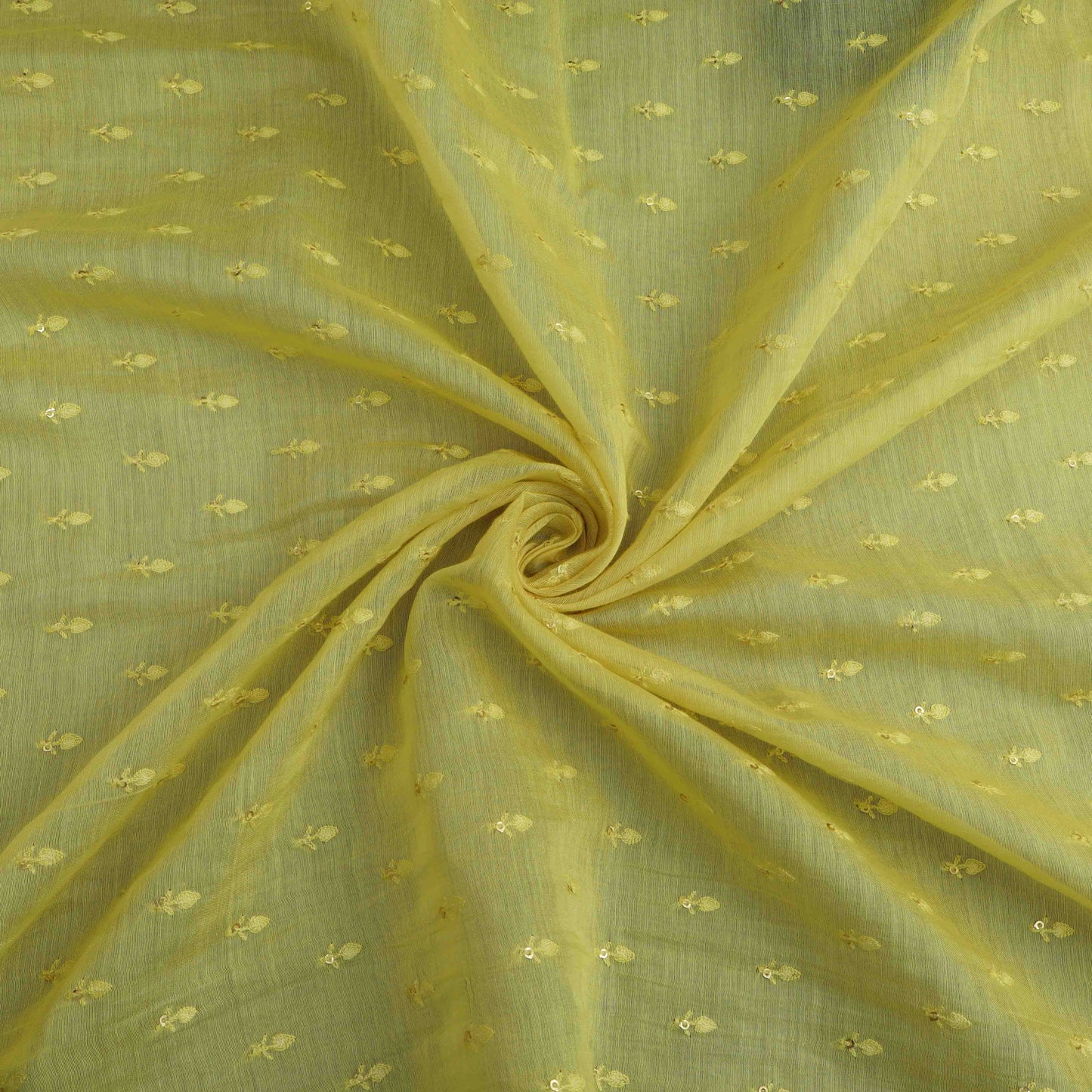 Yellow Color Chanderi Booti Fabric