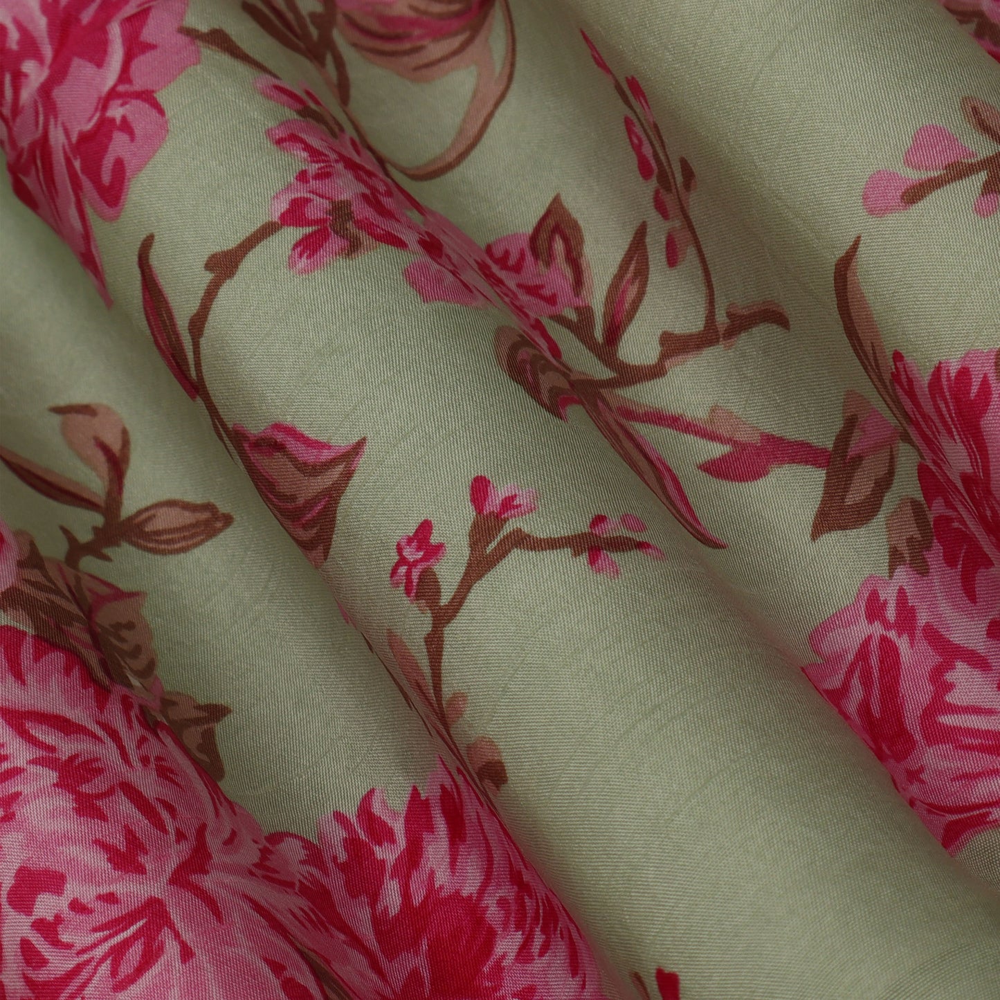 Floral Slub Chanderi Print Fabric