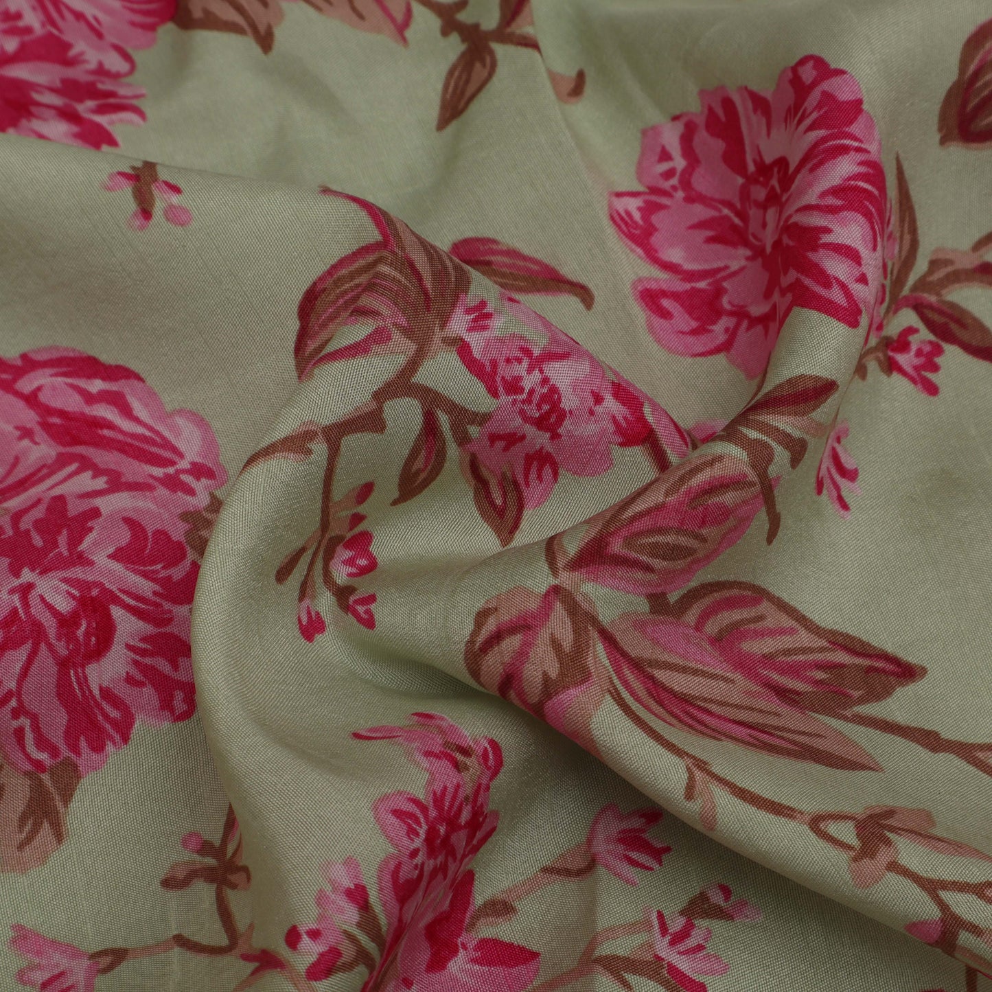 Floral Slub Chanderi Print Fabric