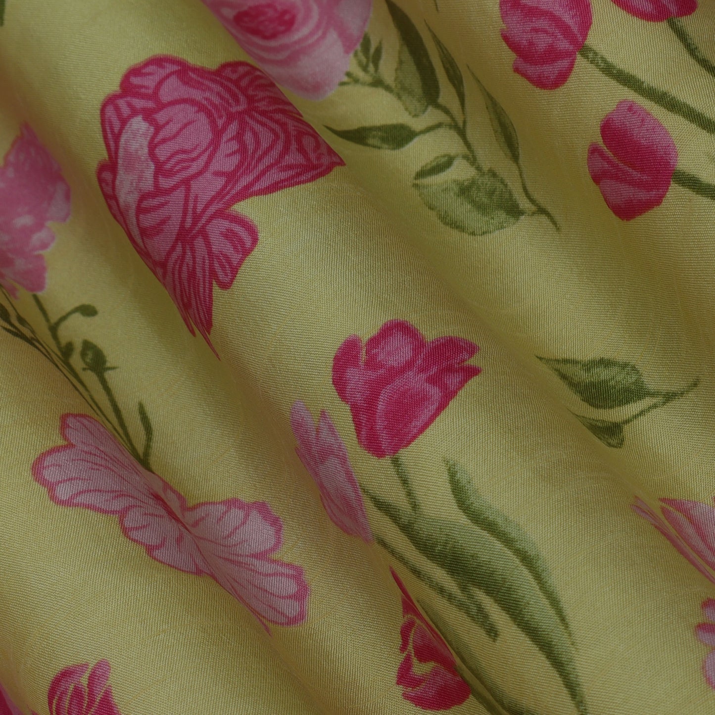 Floral Slub Chanderi Print Fabric