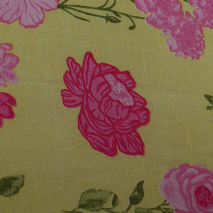 Floral Slub Chanderi Print Fabric