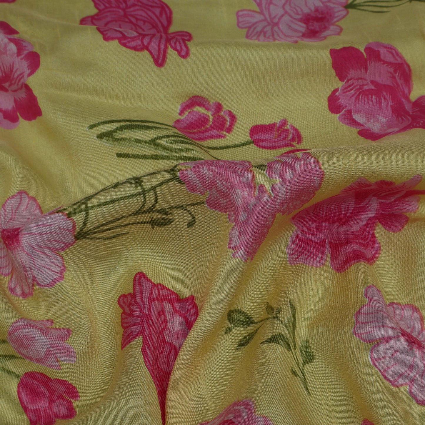 Floral Slub Chanderi Print Fabric