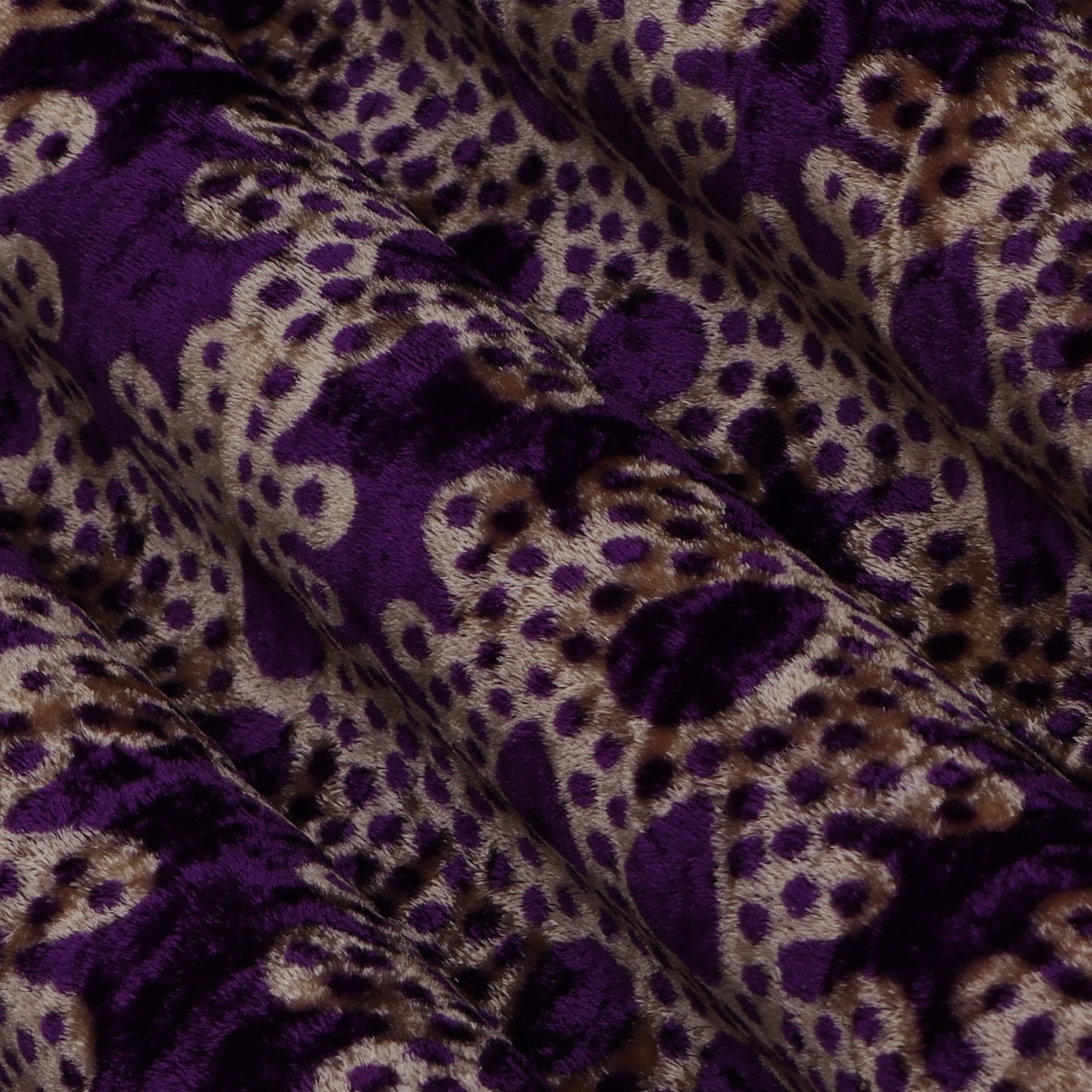 Purple Color Silk Velvet Print Fabric