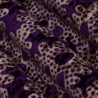 Purple Color Silk Velvet Print Fabric