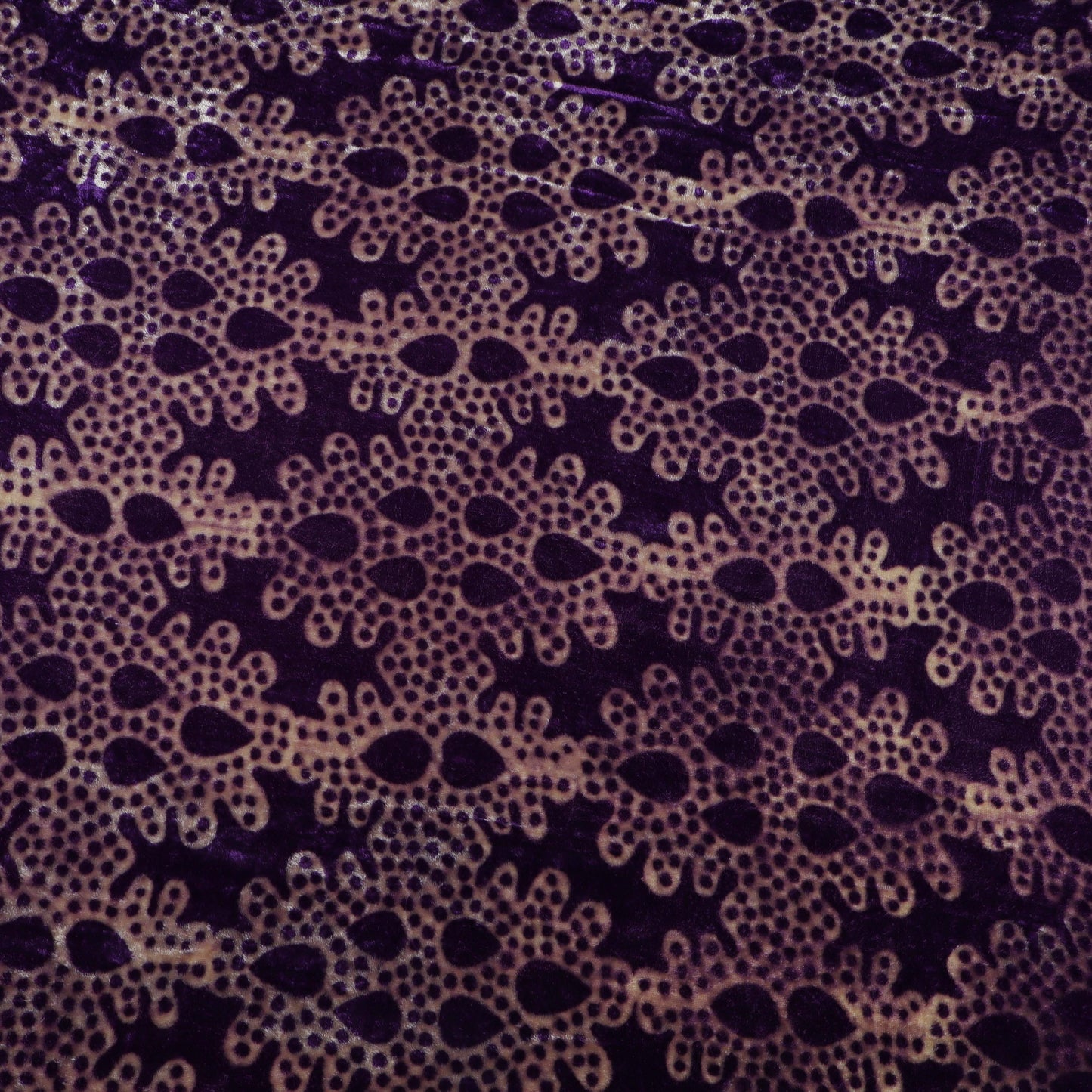 Purple Color Silk Velvet Print Fabric