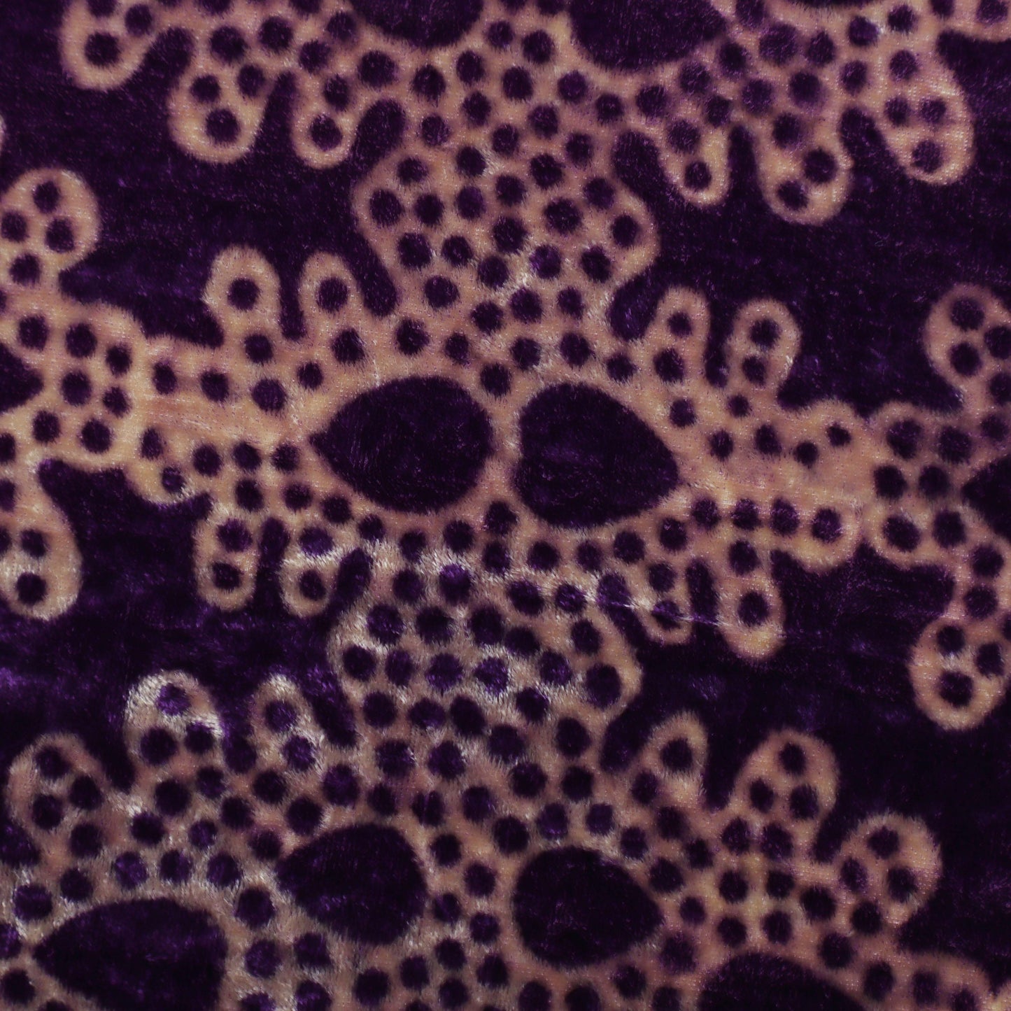 Purple Color Silk Velvet Print Fabric