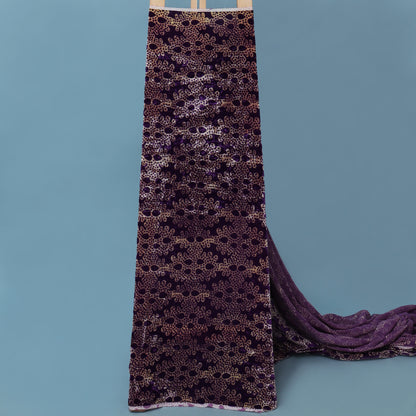 Purple Color Silk Velvet Print Fabric