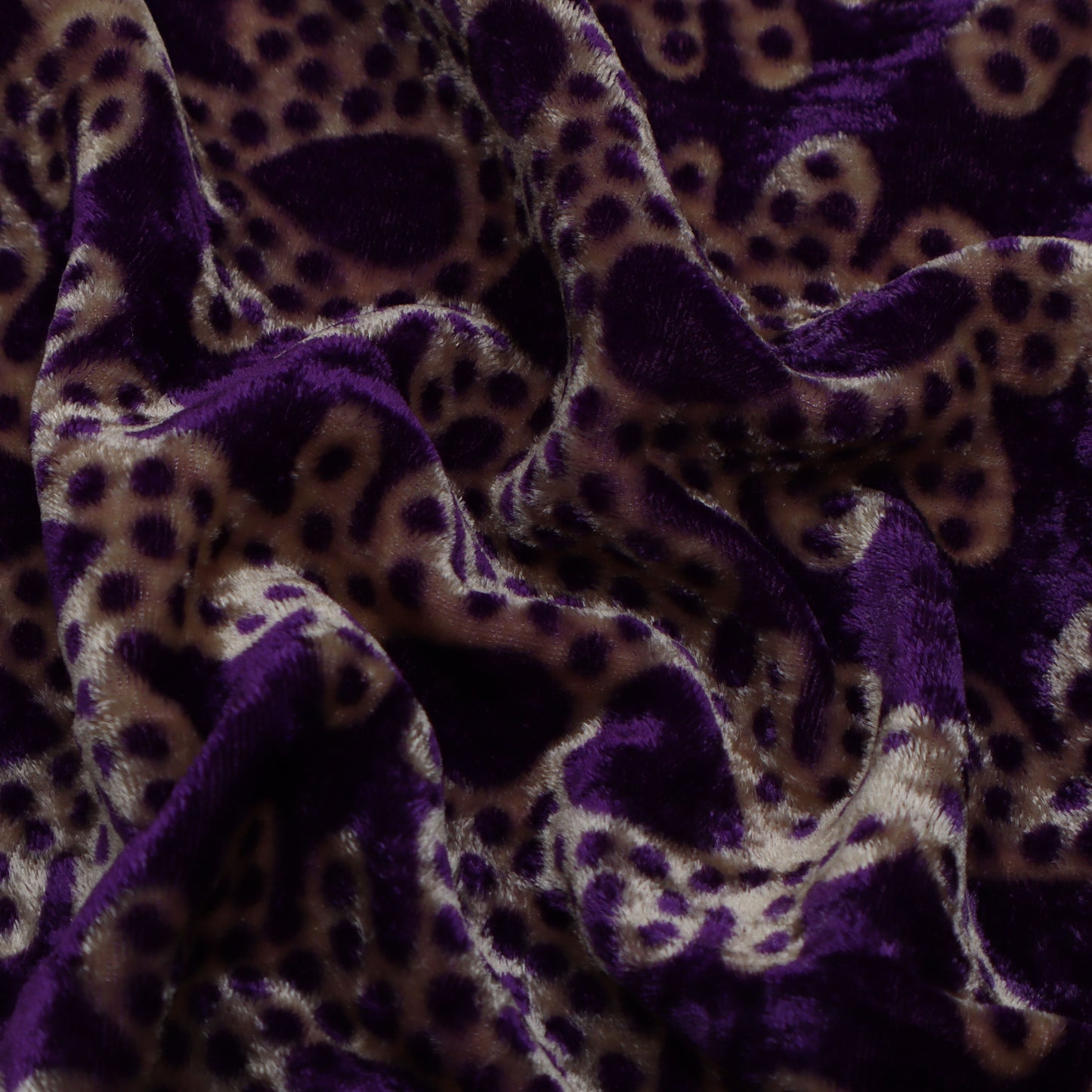 Purple Color Silk Velvet Print Fabric