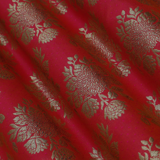 Orange Color Katan Boota Jaal Brocade Fabric