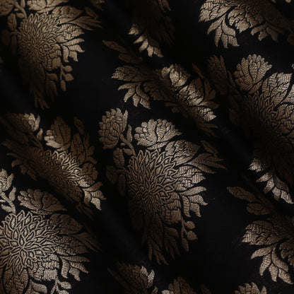 Black Color Katan Boota Jaal Brocade Fabric