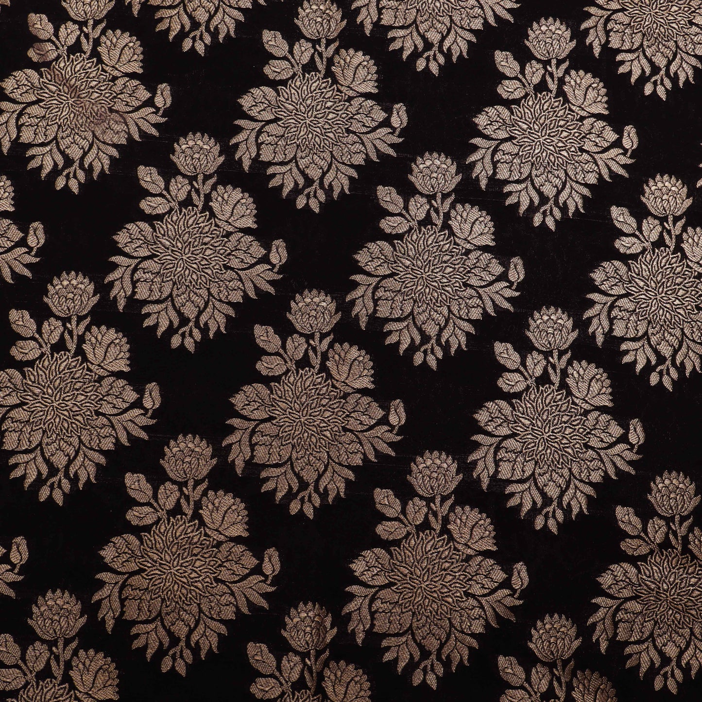 Black Color Katan Boota Jaal Brocade Fabric