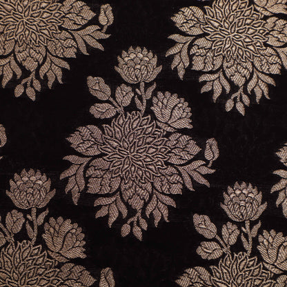 Black Color Katan Boota Jaal Brocade Fabric