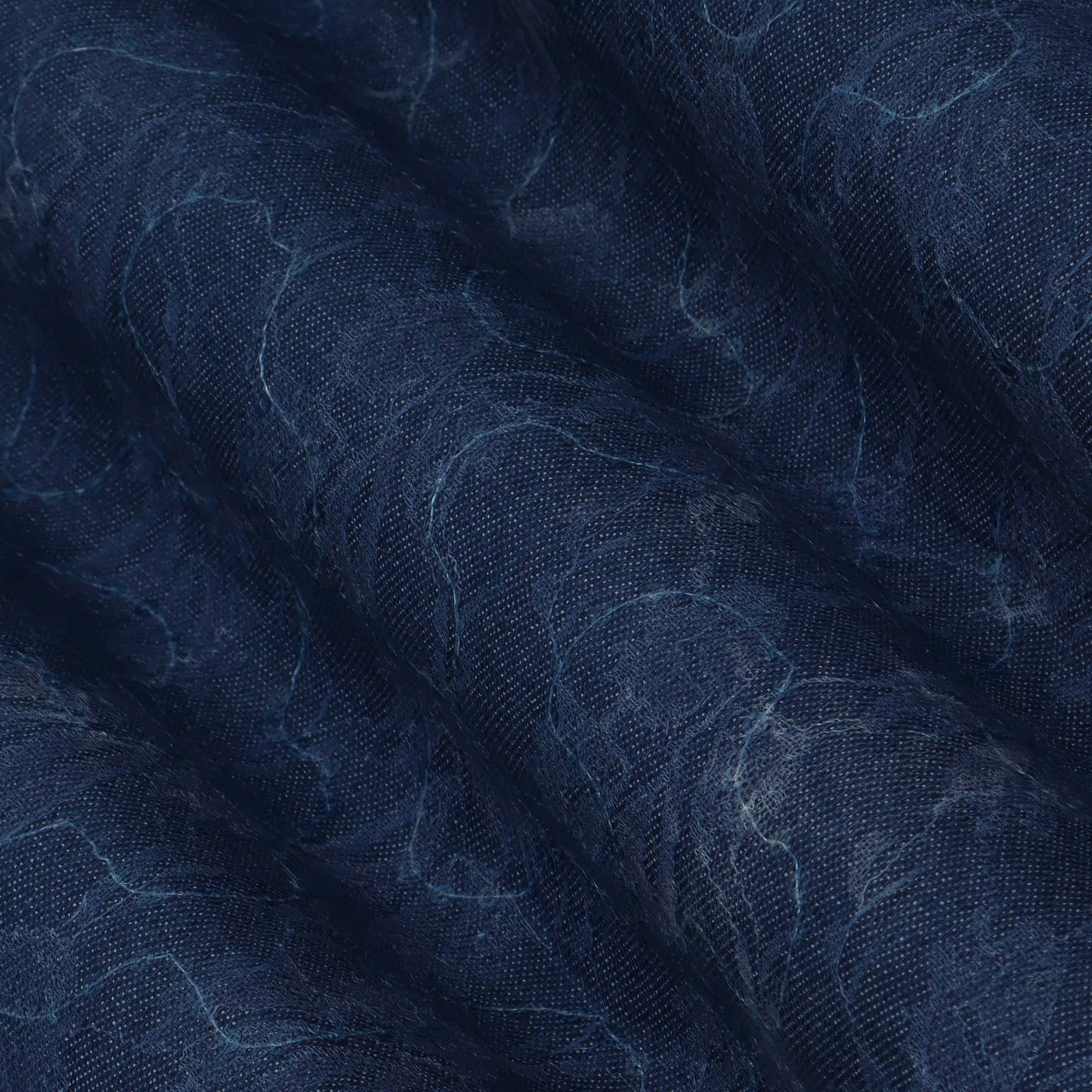 Blue Color Denim Sequins Embroidery Fabric