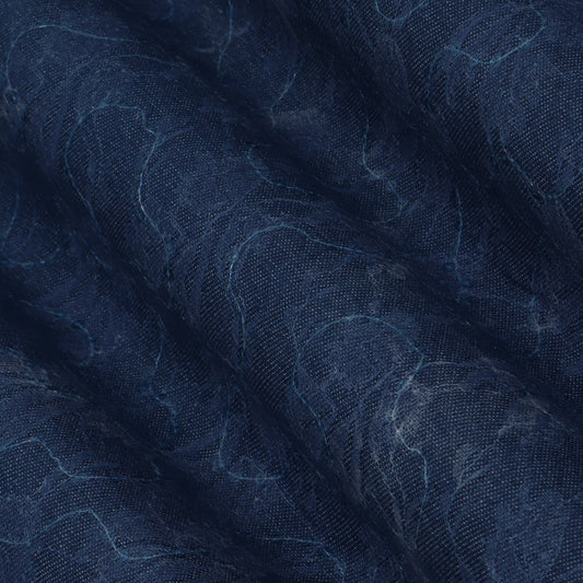 Blue Color Denim Sequins Embroidery Fabric