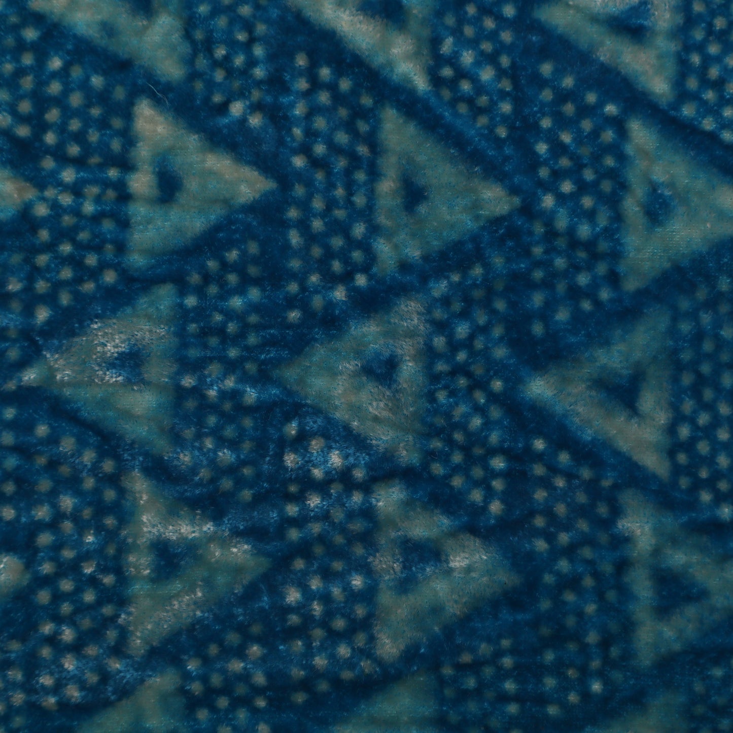 Blue Color Silk Velvet Print Fabric
