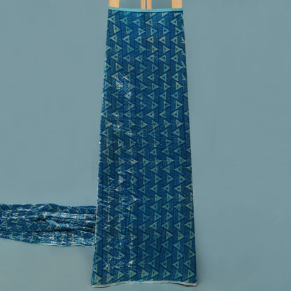 Blue Color Silk Velvet Print Fabric