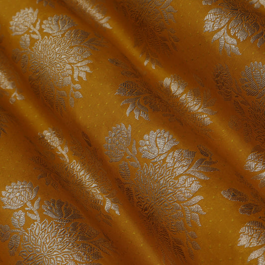 Mustard Color Katan Boota Jaal Brocade Fabric