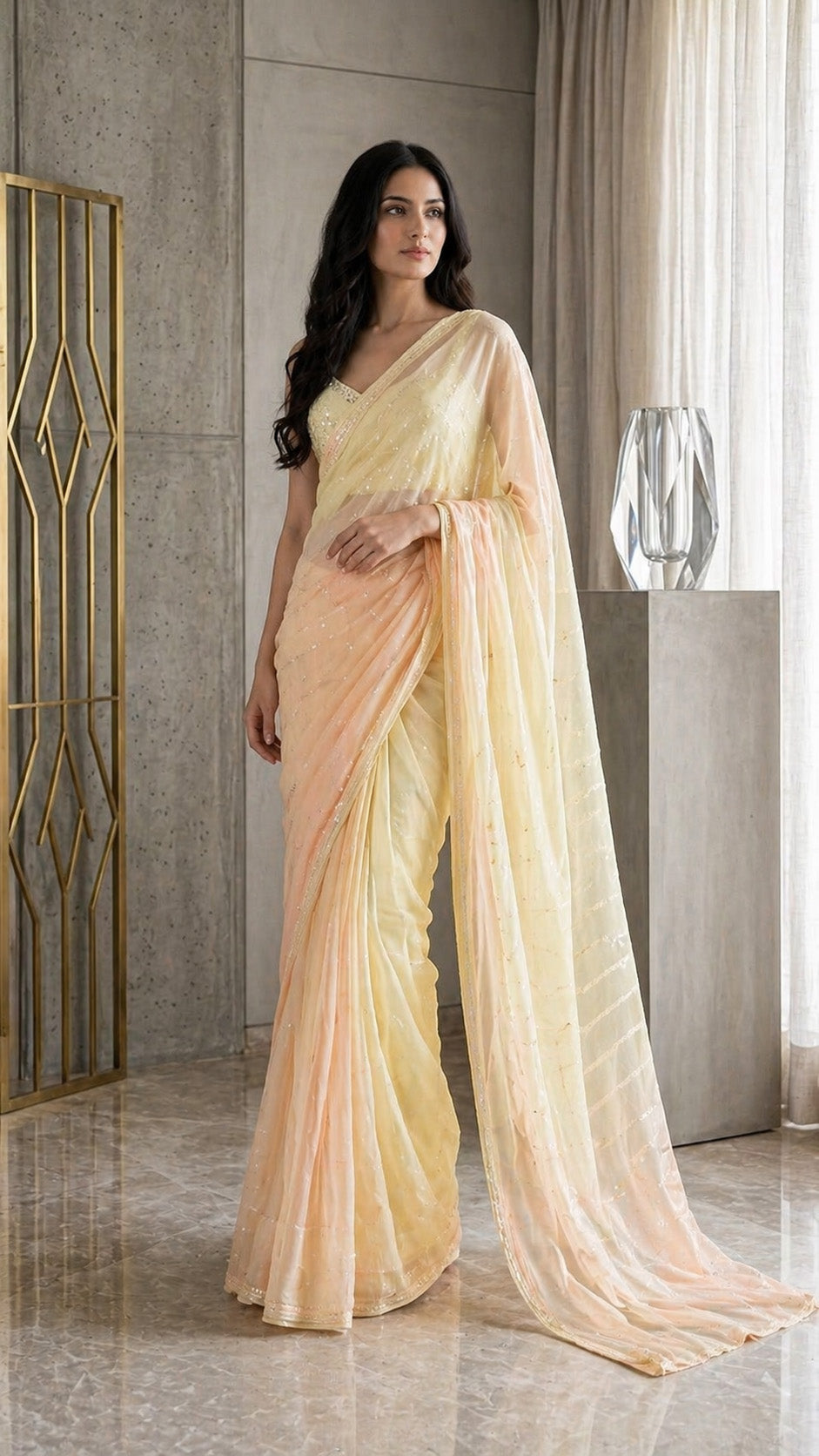 Shaded Chanderi Embroidery Fabric