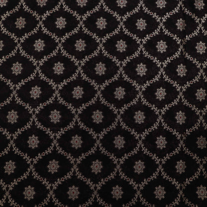 Black Color Katan Meena Jaal Brocade Fabric