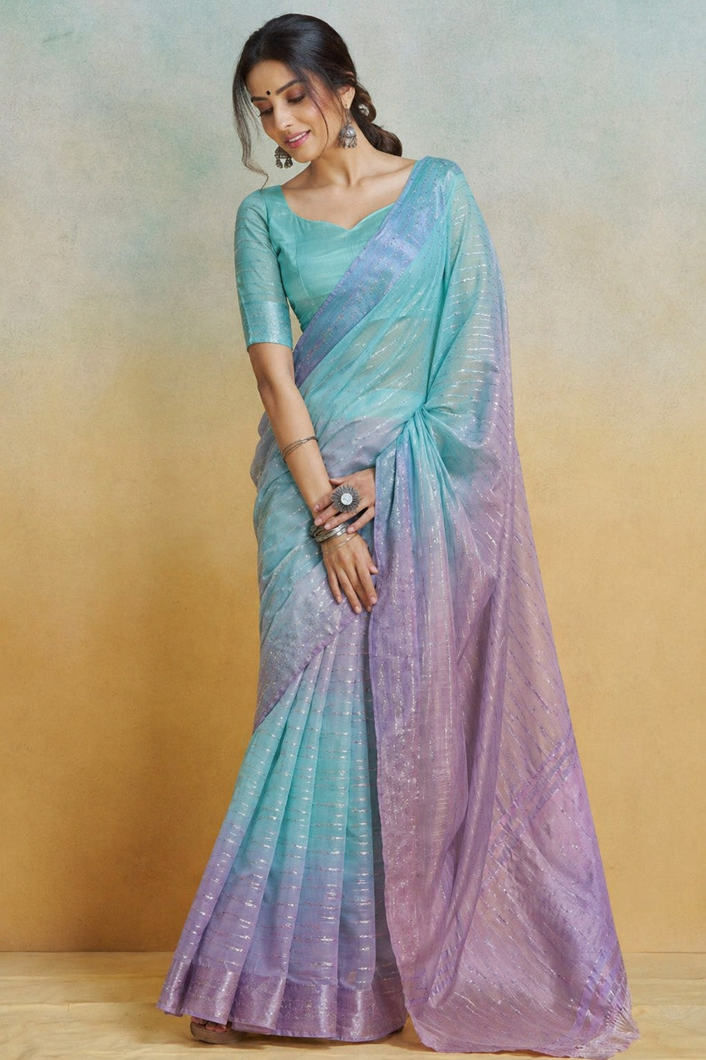 Shaded Chanderi Embroidery Fabric