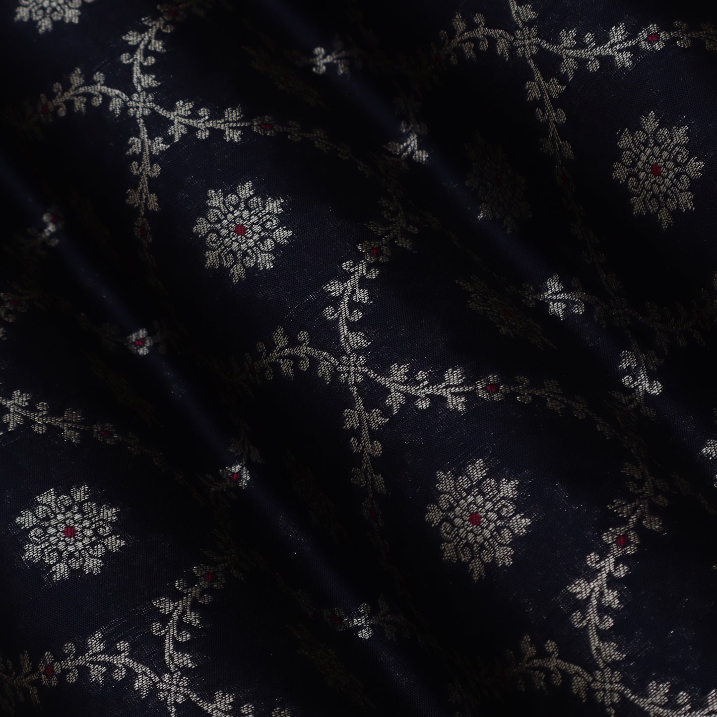 Blue Color Katan Meena Jaal Brocade Fabric