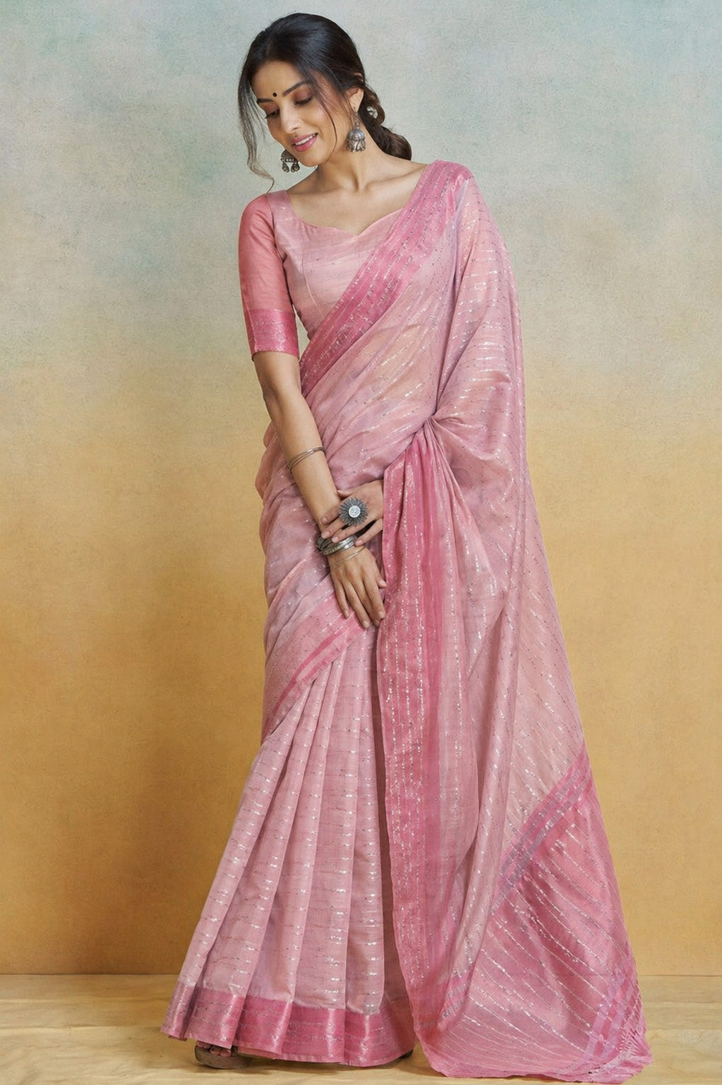 Shaded Chanderi Embroidery Fabric
