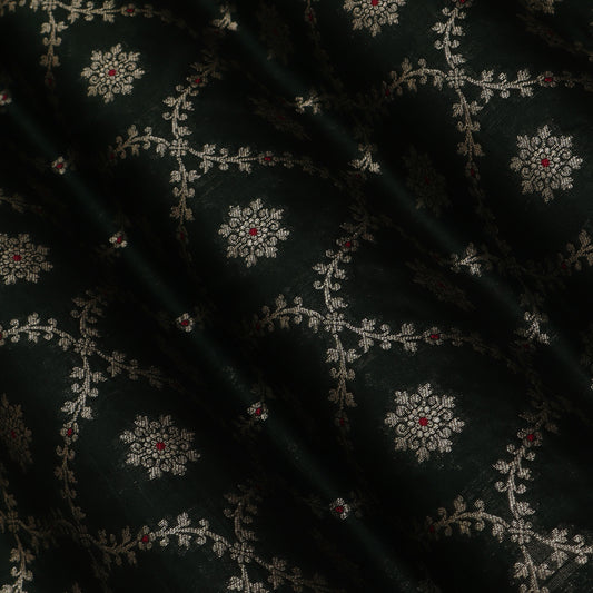 Olive Green Color Katan Meena Jaal Brocade Fabric