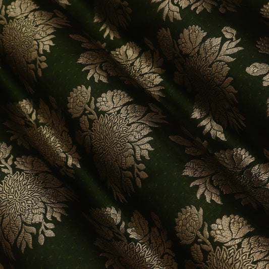 Mehndi Green Color Katan Boota Jaal Brocade Fabric