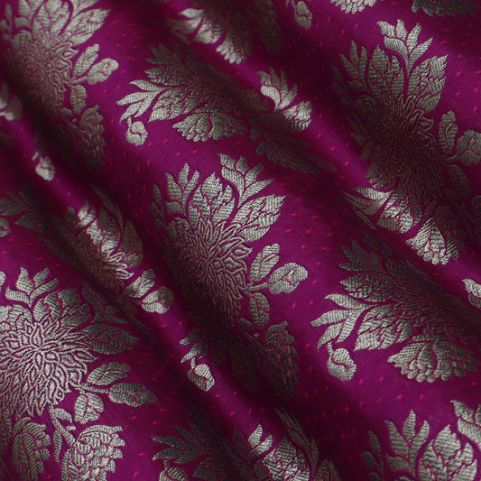 Magenta Color Katan Boota Jaal Brocade Fabric