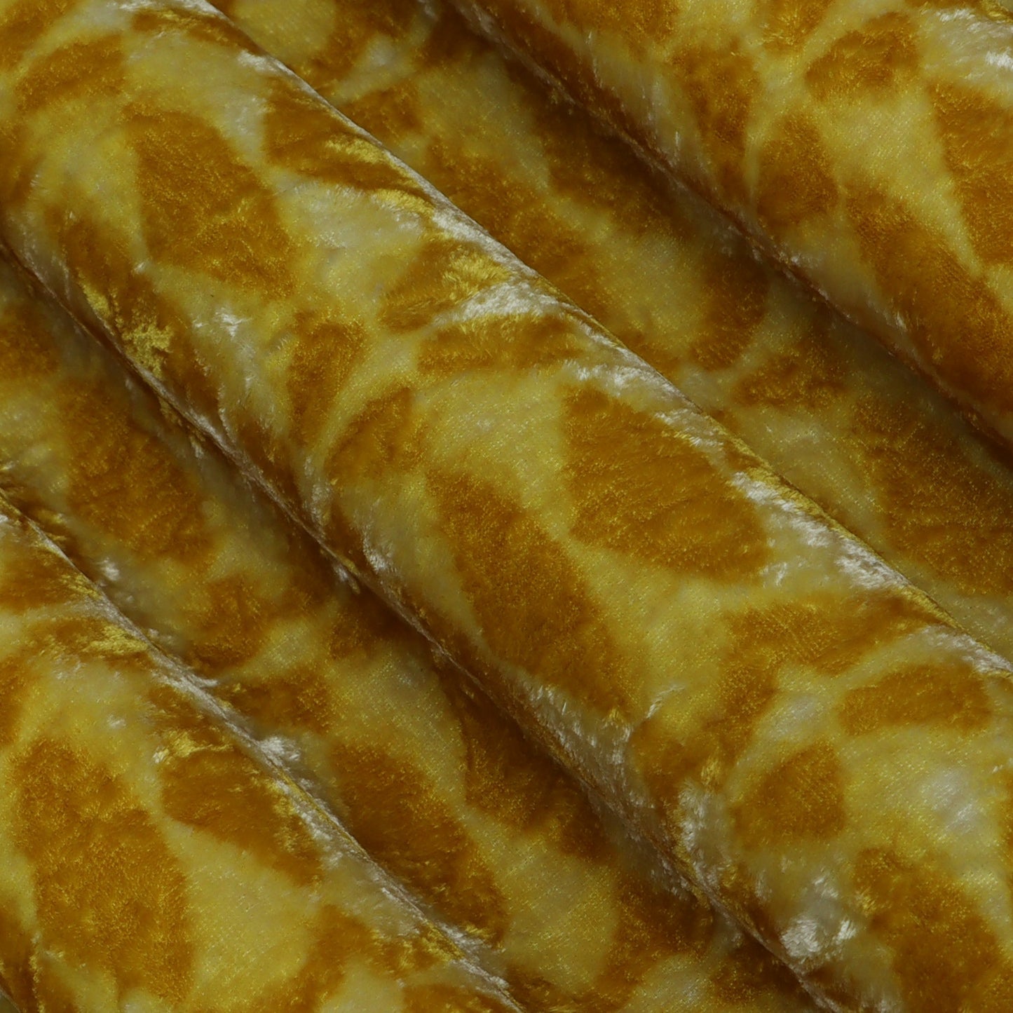 Mustard Color Silk Velvet Print Fabric