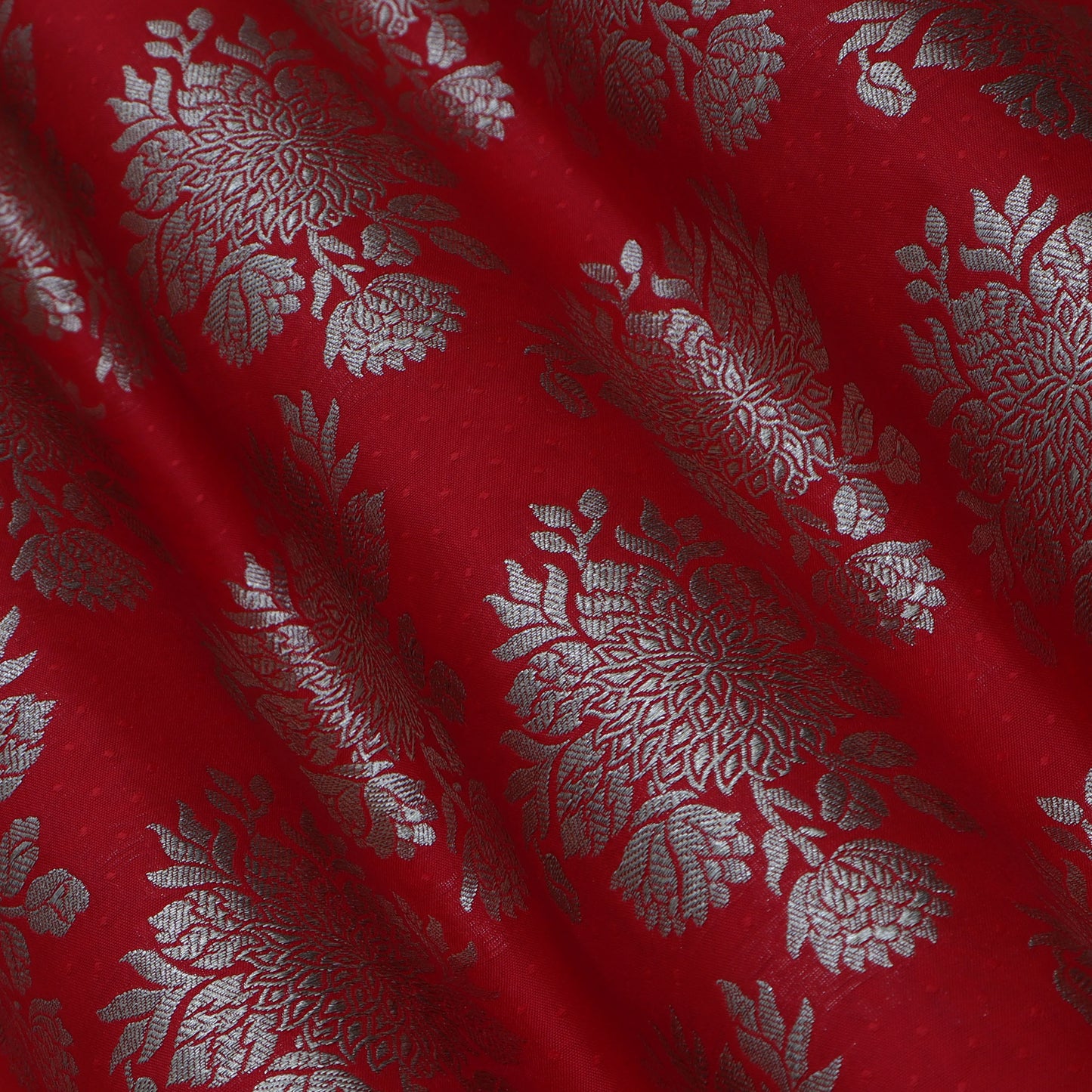 Red Color Katan Boota Jaal Brocade Fabric