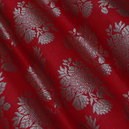 Red Color Katan Boota Jaal Brocade Fabric