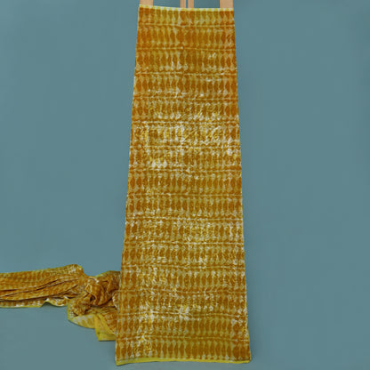 Mustard Color Silk Velvet Print Fabric