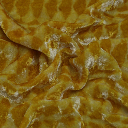 Mustard Color Silk Velvet Print Fabric