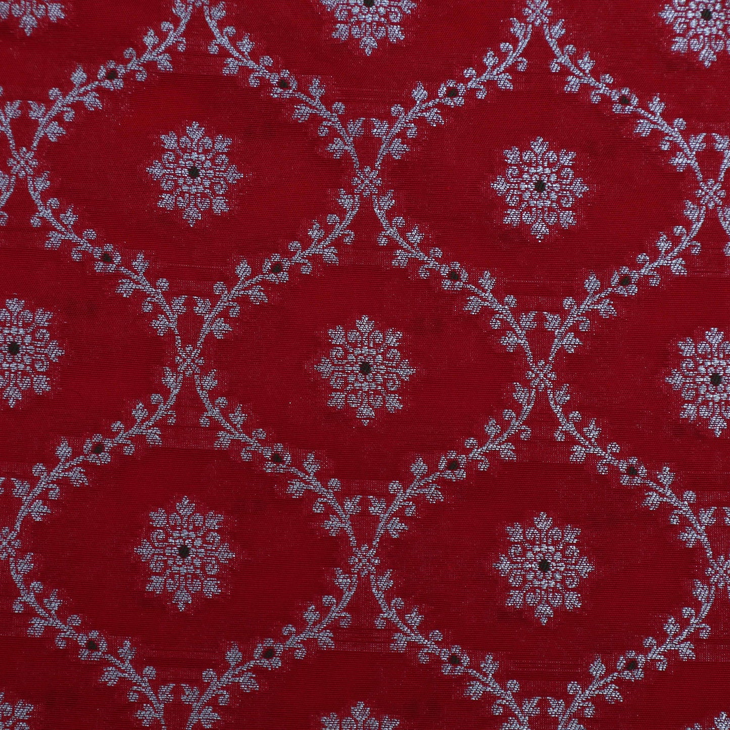 Blood Red Color Katan Meena Jaal Brocade Fabric