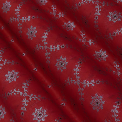 Red Color Katan Meena Jaal Brocade Fabric